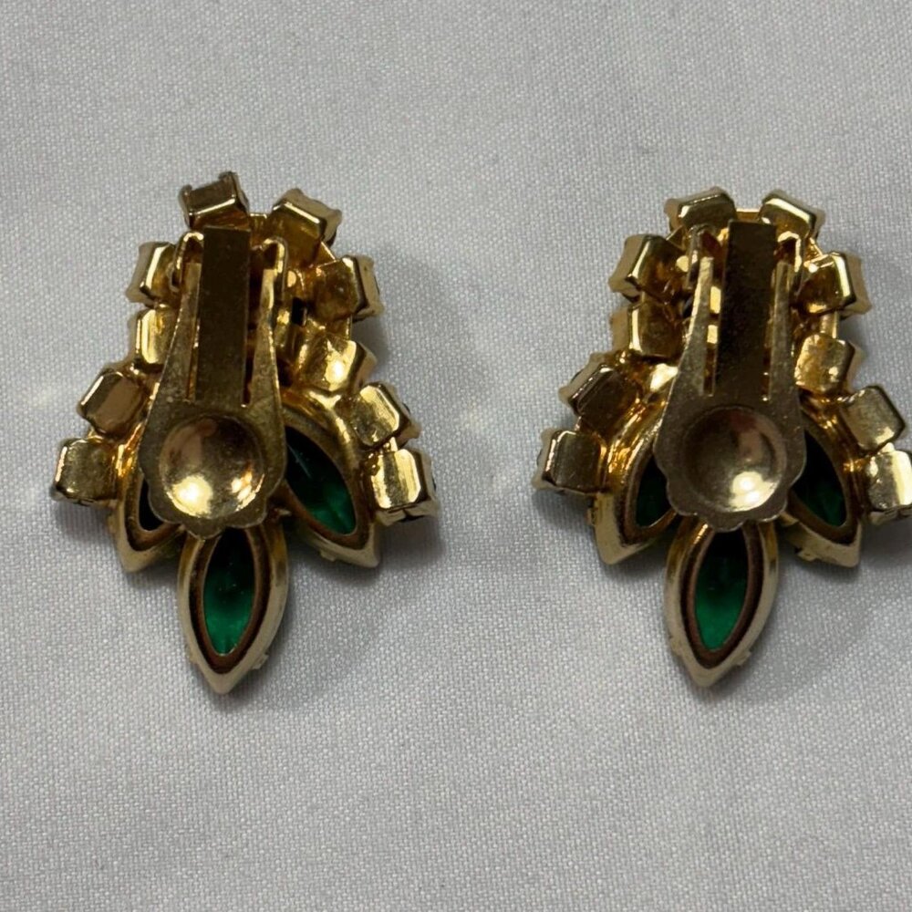 Vintage Estate Juliana D & E Aurora Borealis -Deep Green Bug Earrings-Unique - Picture 3 of 3